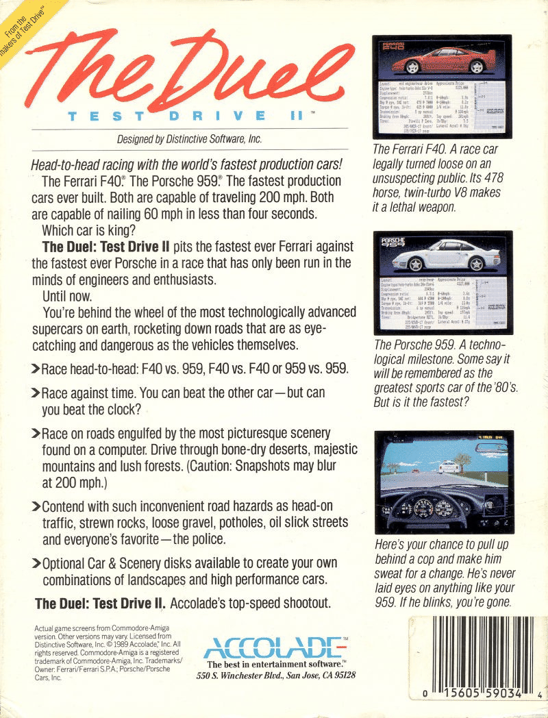 Duel Test Drive II box art for Commodore 64